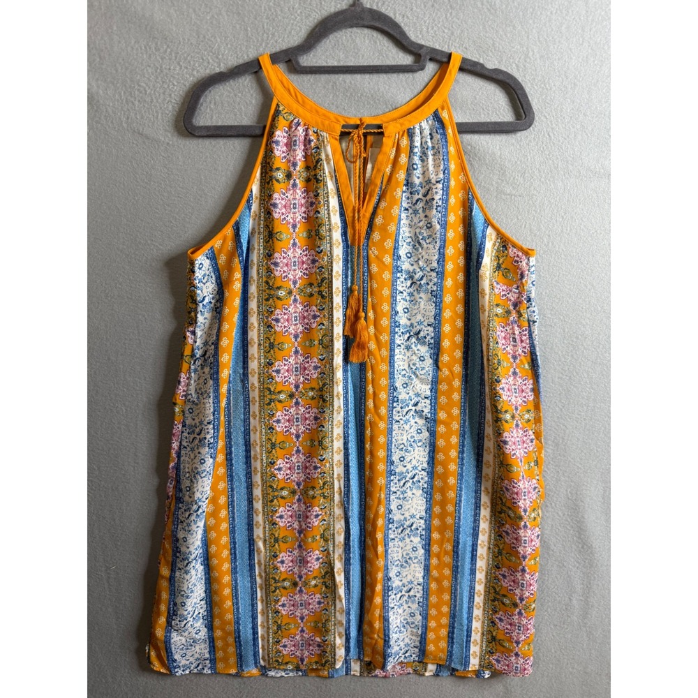 Olive & Oak Dress Women's Large Tassel Halter Dress Striped Sleeveless Boho